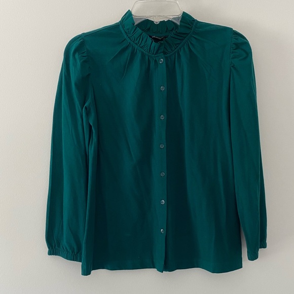 NWT! Jcrew Ruffleneck button-up top - Picture 3 of 9